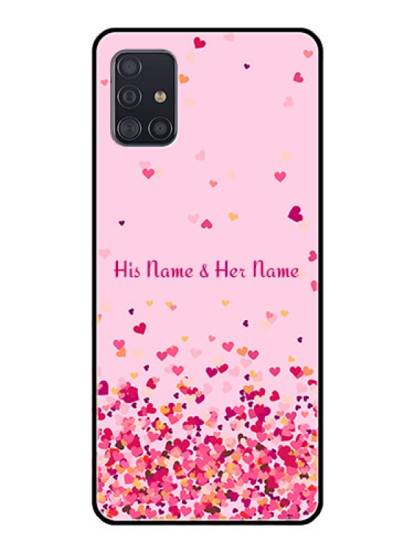 Custom Galaxy A51 Photo Printing on Glass Case - Floating Hearts Design
