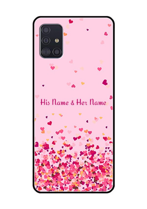 Galaxy A51 Photo Printing on Glass Case - Floating Hearts Design