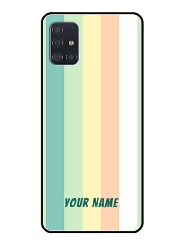 Custom Galaxy A51 Photo Printing on Glass Case - Multi-colour Stripes Design
