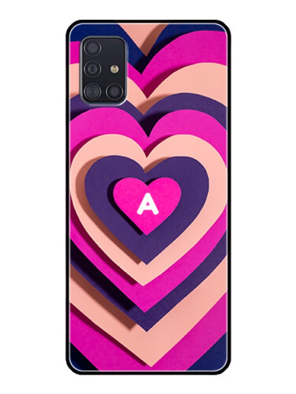 Custom Galaxy A51 Custom Glass Mobile Case - Cute Heart Pattern Design