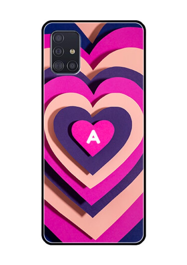 Galaxy A51 Custom Glass Mobile Case - Cute Heart Pattern Design