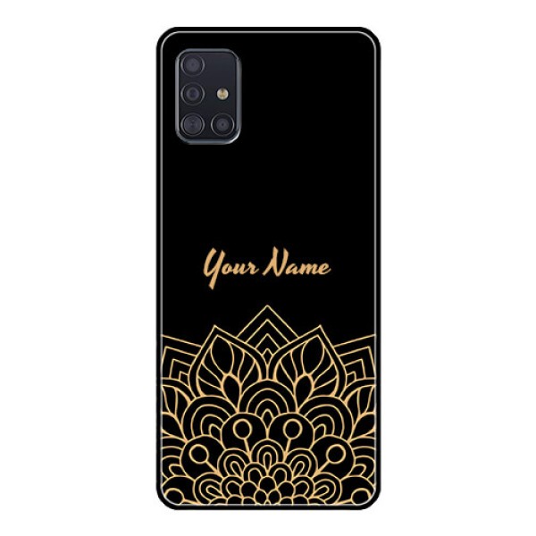 Galaxy A51 Custom Glass Phone Case - Golden mandala Design
