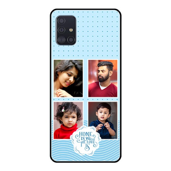 Galaxy A51 Custom Glass Phone Case - Cute love quote with 4 pic upload Design Galaxy A51 Custom Glass Phone Case - Cute love quote with 4 pic upload Design