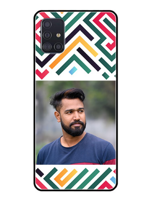 Custom Galaxy A51 Personalized Glass Phone Case - Colorful Maze Pattern Design