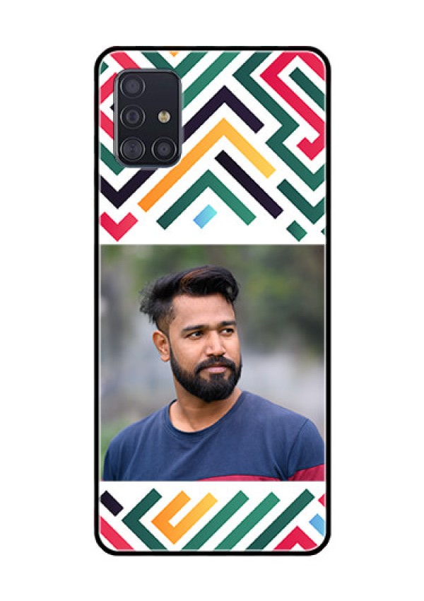 Galaxy A51 Personalized Glass Phone Case - Colorful Maze Pattern Design
