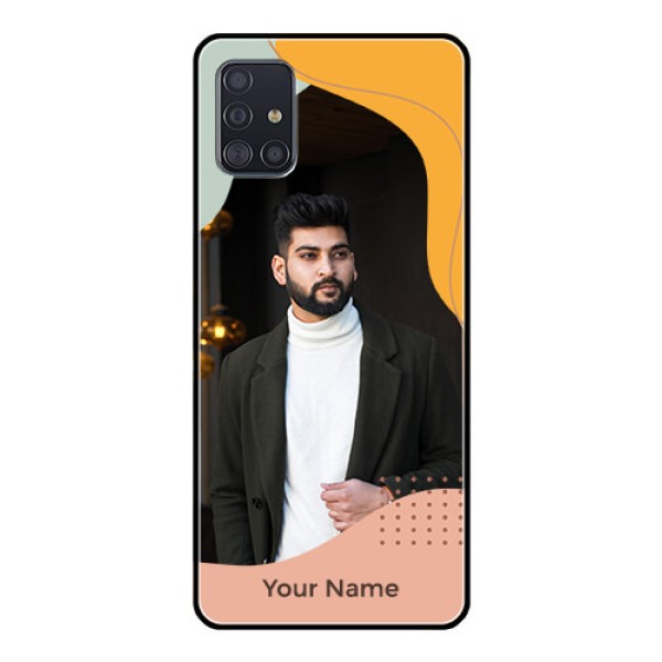 Galaxy A51 Personalized Glass Phone Case - Tri-coloured overlay design Galaxy A51 Personalized Glass Phone Case - Tri-coloured overlay design