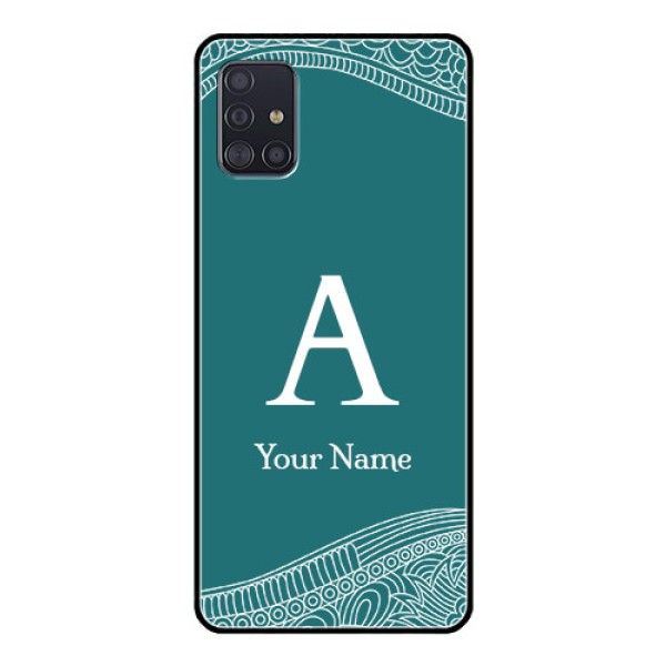 Galaxy A51 Personalized Glass Phone Case - line art pattern with custom name Design Galaxy A51 Personalized Glass Phone Case - line art pattern with custom name Design