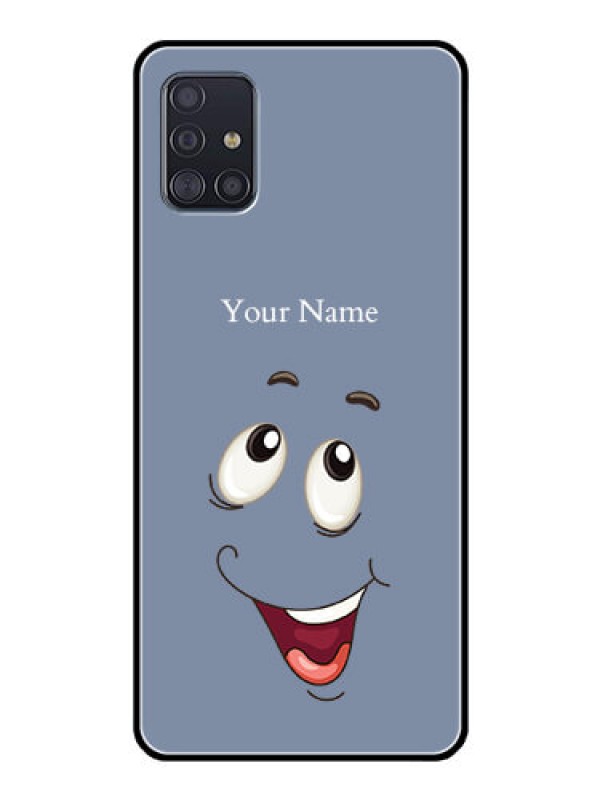 Custom Galaxy A51 Photo Printing on Glass Case - Laughing Cartoon Face Design