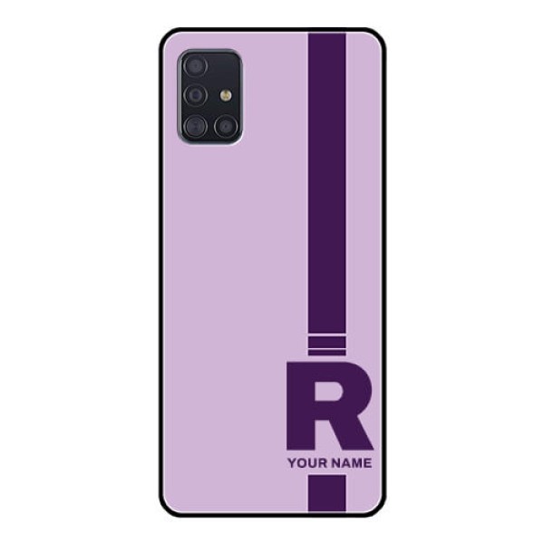 Galaxy A51 Photo Printing on Glass Case - Simple dual tone stripe with name Design Galaxy A51 Photo Printing on Glass Case - Simple dual tone stripe with name Design