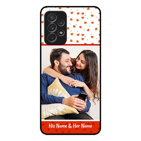 Galaxy A52 Custom Glass Phone Case - Orange Love Symbol Design