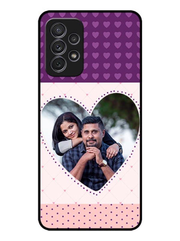 Custom Galaxy A52 Custom Glass Phone Case - Violet Love Dots Design