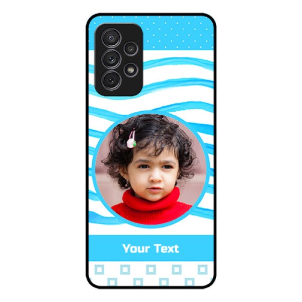 Galaxy A52 Custom Glass Phone Case - Simple Blue Case Design