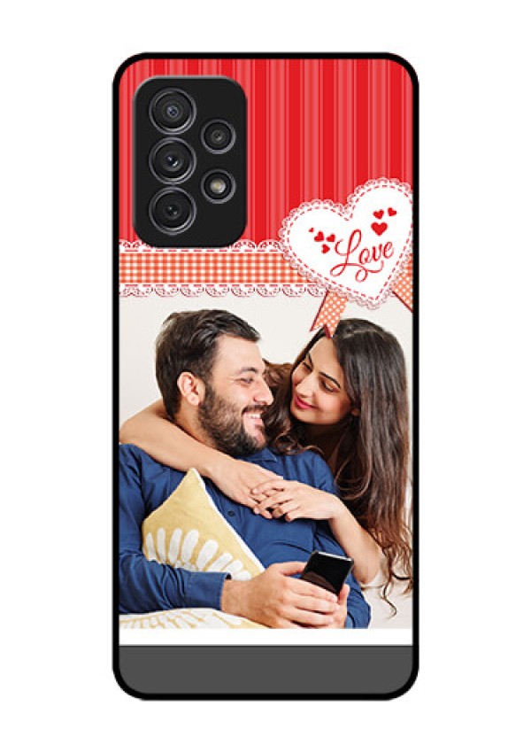 Galaxy A52 Custom Glass Mobile Case - Red Love Pattern Design