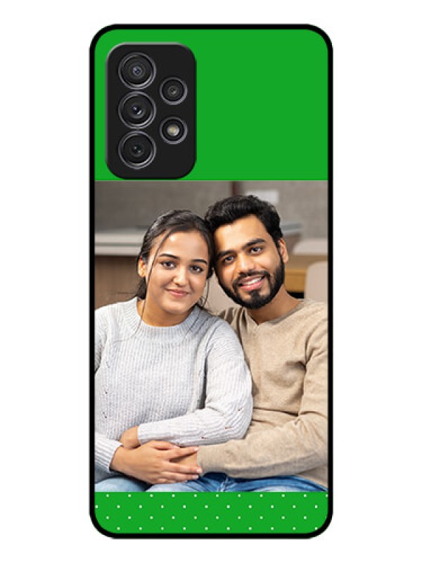 Custom Galaxy A52 Personalized Glass Phone Case - Green Pattern Design