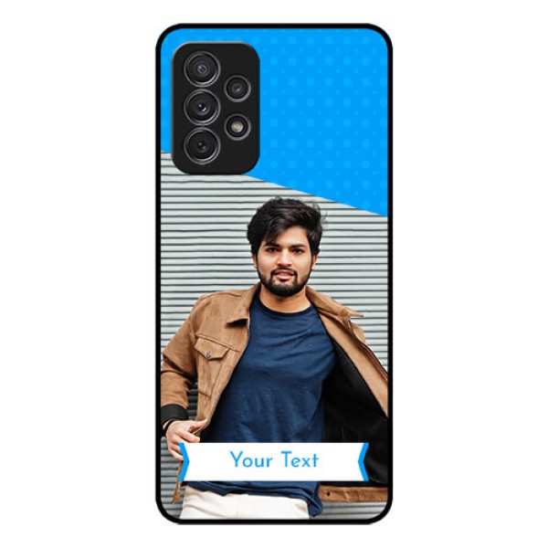 Galaxy A52 Photo Printing on Glass Case - Simple Blue Color Design