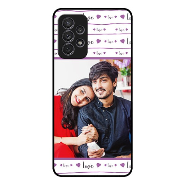 Galaxy A52 Custom Glass Mobile Case - Couples Heart Design Galaxy A52 Custom Glass Mobile Case - Couples Heart Design
