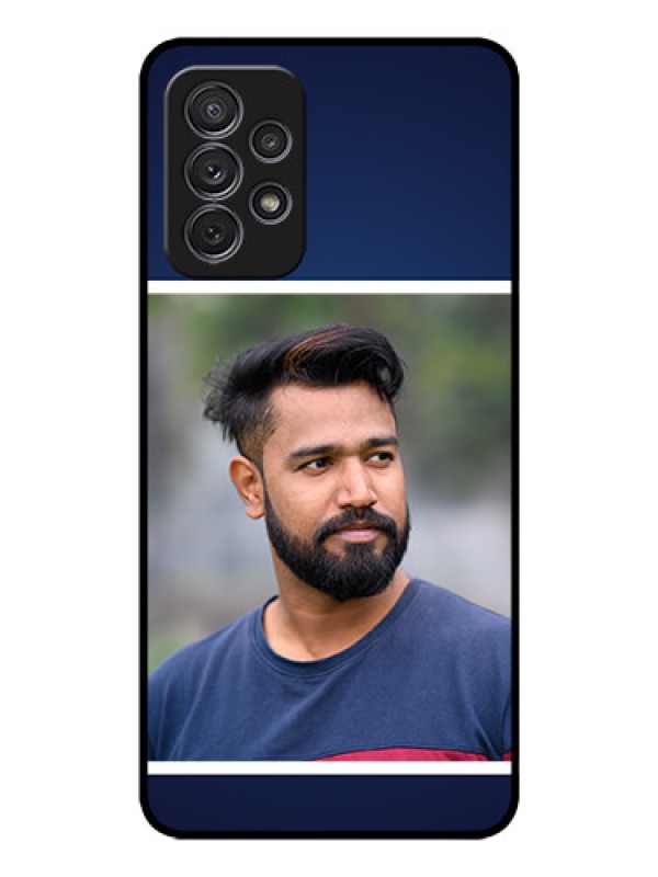 Custom Galaxy A52 Personalized Glass Phone Case - Simple Royal Blue Design