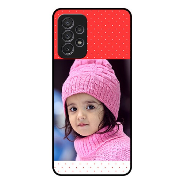 Galaxy A52 Photo Printing on Glass Case - Red Pattern Design