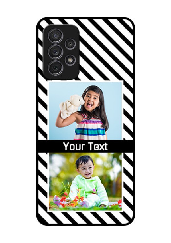 Galaxy A52 Photo Printing on Glass Case - Black And White Stripes Design