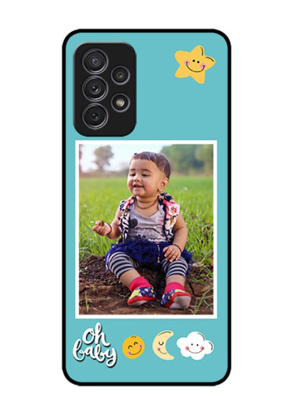 Galaxy A52 Personalized Glass Phone Case - Smiley Kids Stars Design