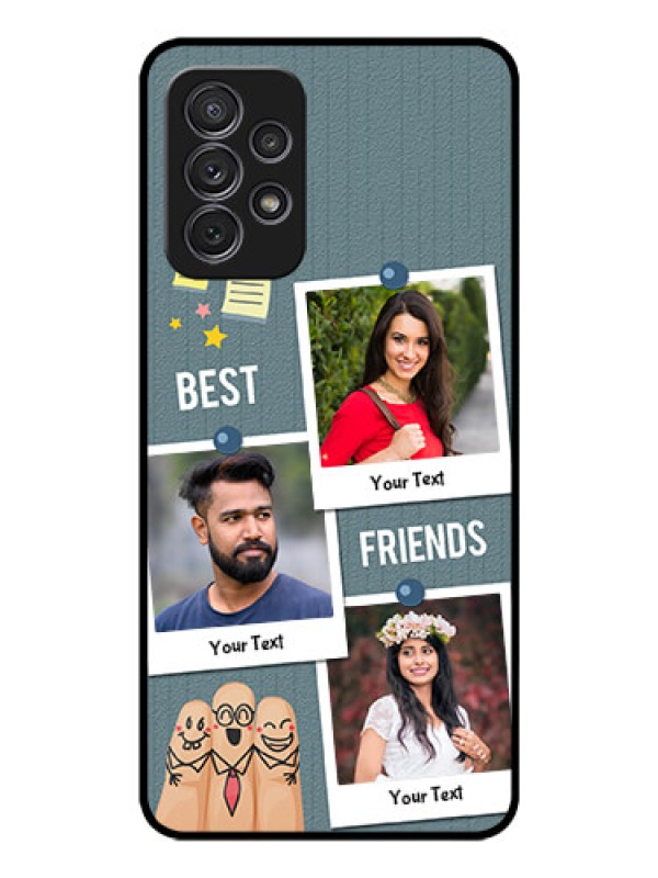 Custom Galaxy A52 Personalized Glass Phone Case - Sticky Frames and Friendship Design