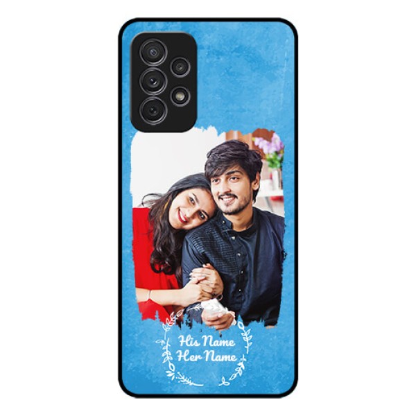 Galaxy A52 Custom Glass Phone Case - Blue Color Vintage Design Galaxy A52 Custom Glass Phone Case - Blue Color Vintage Design