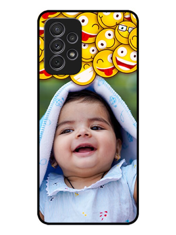 Custom Galaxy A52 Custom Glass Mobile Case - with Smiley Emoji Design