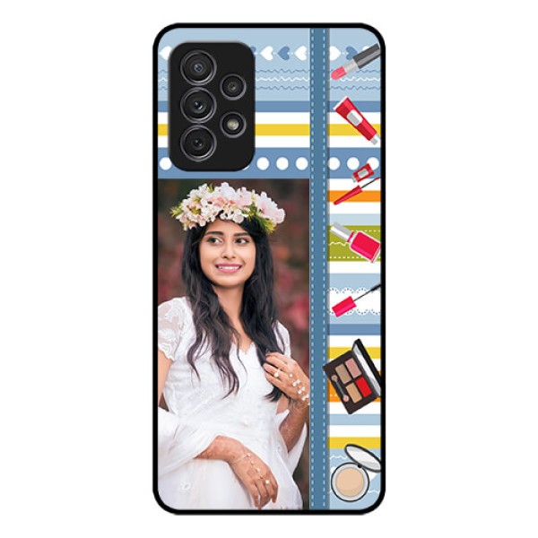 Galaxy A52 Personalized Glass Phone Case - Makeup Icons Design
