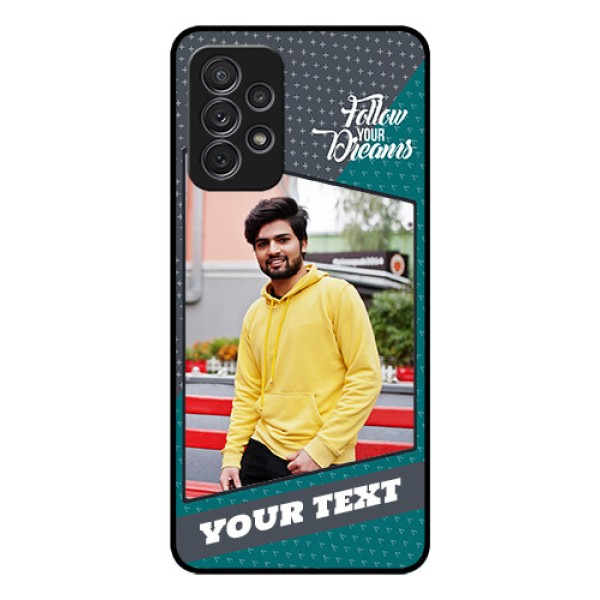 Galaxy A52 Personalized Glass Phone Case - Background Pattern Design with Quote Galaxy A52 Personalized Glass Phone Case - Background Pattern Design with Quote