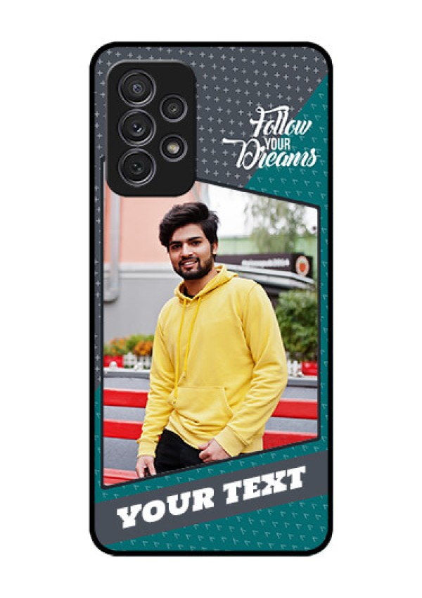 Galaxy A52 Personalized Glass Phone Case - Background Pattern Design with Quote