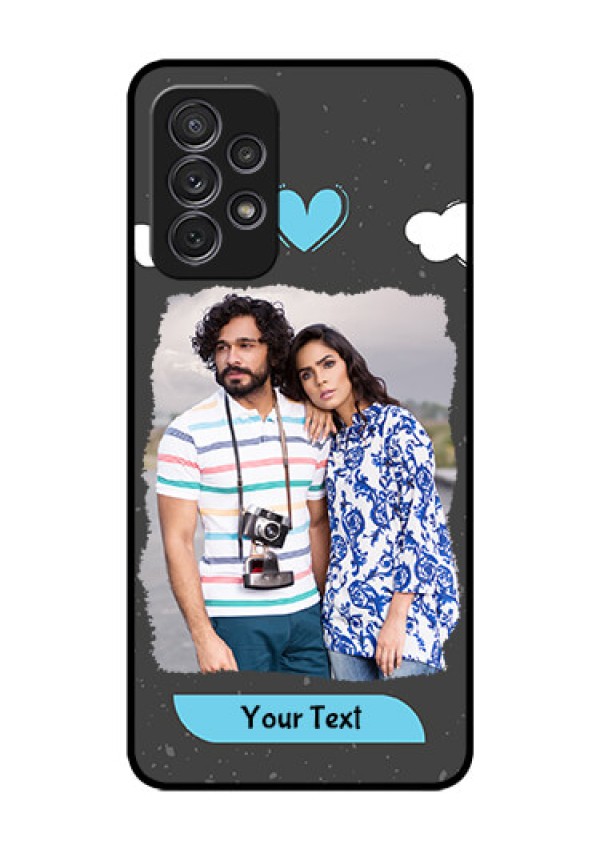 Galaxy A52 Custom Glass Phone Case - Splashes with love doodles Design