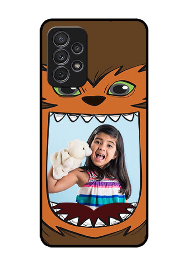 Galaxy A52 Photo Printing on Glass Case - Owl Monster Back Case Design