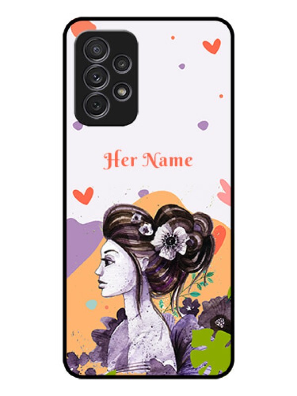 Custom Galaxy A52 Personalized Glass Phone Case - Woman And Nature Design
