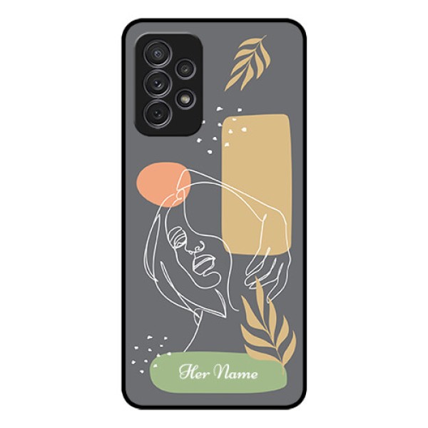 Galaxy A52 Custom Glass Phone Case - Gazing Woman line art Design