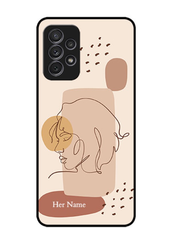 Galaxy A52 Photo Printing on Glass Case - Calm Woman line art Design