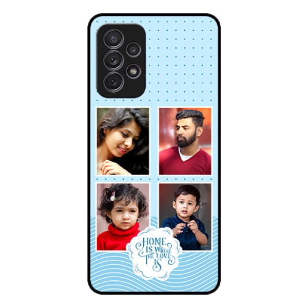 Galaxy A52 Custom Glass Phone Case - Cute love quote with 4 pic upload Design Galaxy A52 Custom Glass Phone Case - Cute love quote with 4 pic upload Design