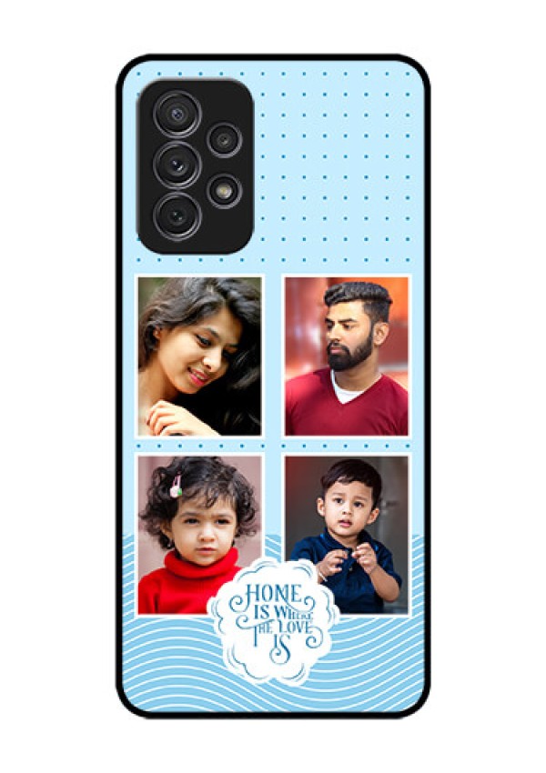 Galaxy A52 Custom Glass Phone Case - Cute love quote with 4 pic upload Design