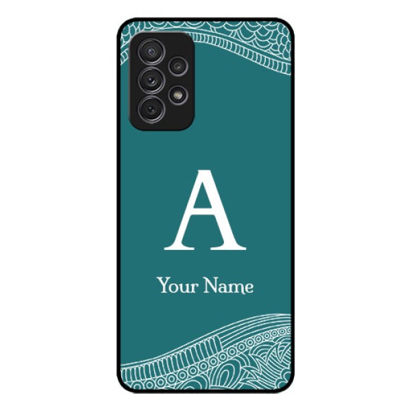Galaxy A52 Personalized Glass Phone Case - line art pattern with custom name Design Galaxy A52 Personalized Glass Phone Case - line art pattern with custom name Design