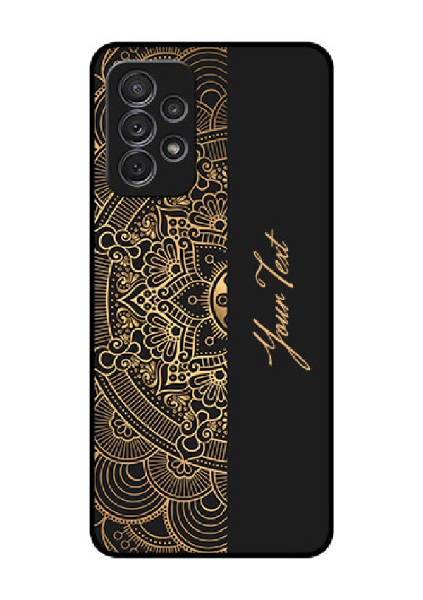 Galaxy A52 Photo Printing on Glass Case - Mandala art with custom text Design
