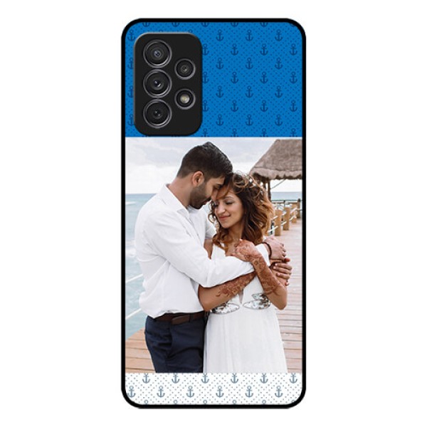 Galaxy A52s 5G Photo Printing on Glass Case - Blue Anchors Design