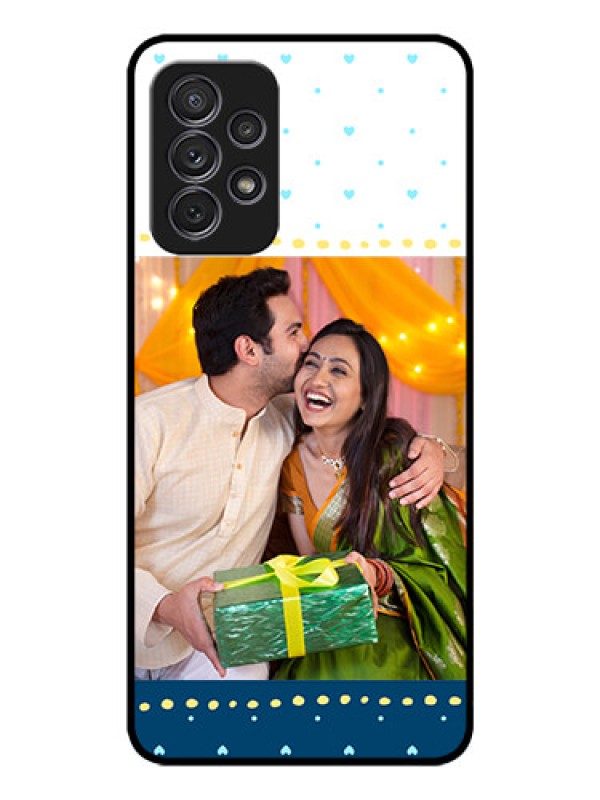 Custom Galaxy A52s 5G Personalized Glass Phone Case - White and Blue Abstract Design