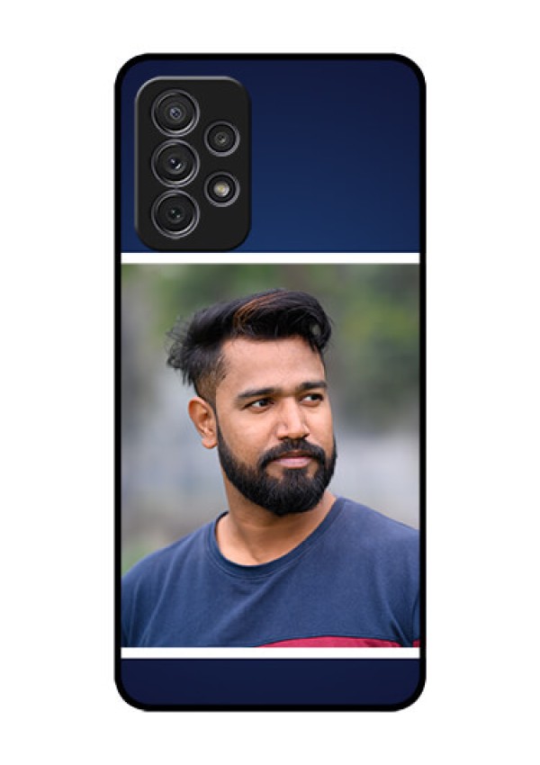 Galaxy A52s 5G Personalized Glass Phone Case - Simple Royal Blue Design