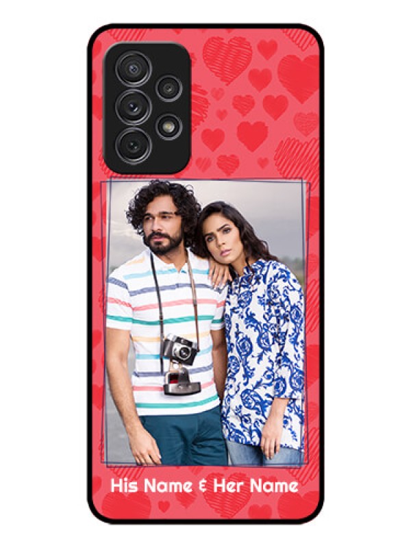 Custom Galaxy A52s 5G Photo Printing on Glass Case - with Red Heart Symbols Design