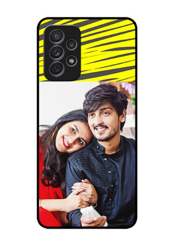 Galaxy A52s 5G Photo Printing on Glass Case - Yellow Abstract Design