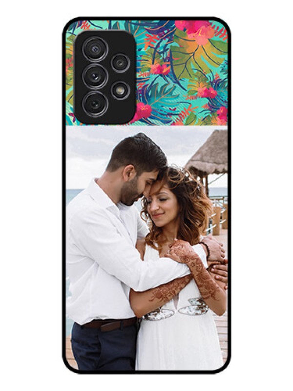 Custom Galaxy A52s 5G Photo Printing on Glass Case - Watercolor Floral Design