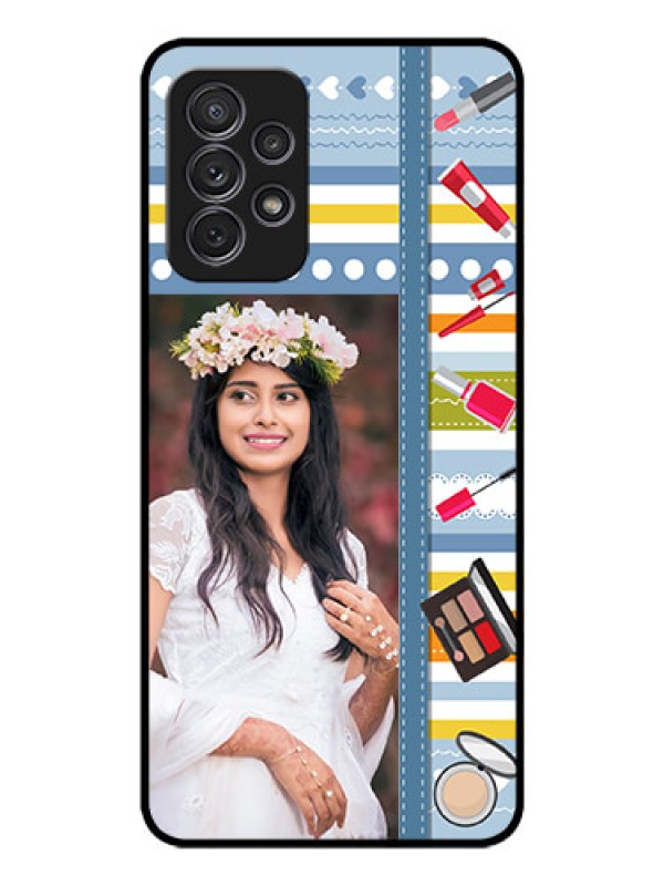 Custom Galaxy A52s 5G Personalized Glass Phone Case - Makeup Icons Design