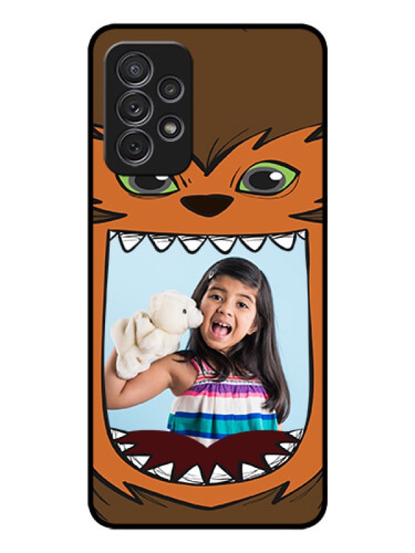 Custom Galaxy A52s 5G Photo Printing on Glass Case - Owl Monster Back Case Design