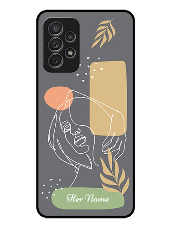 Custom Galaxy A52S 5G Custom Glass Phone Case - Gazing Woman line art Design