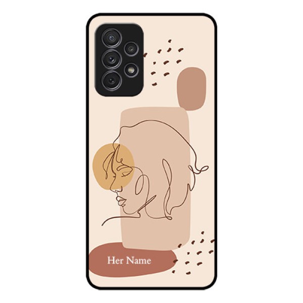 Galaxy A52S 5G Photo Printing on Glass Case - Calm Woman line art Design Galaxy A52S 5G Photo Printing on Glass Case - Calm Woman line art Design