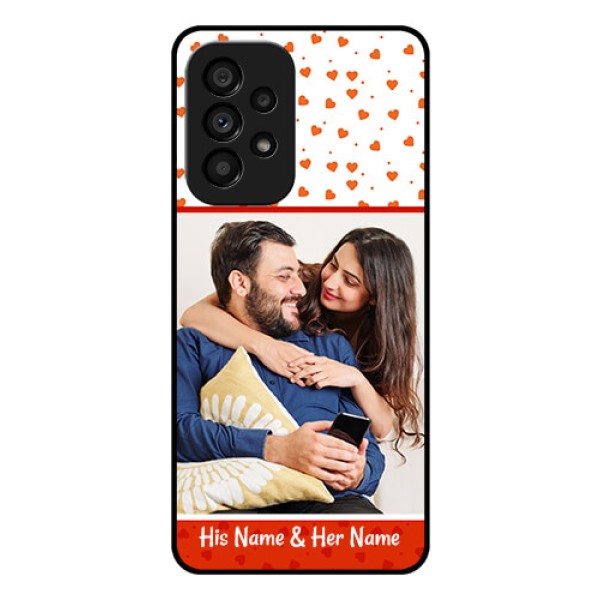 Galaxy A53 5G Custom Glass Phone Case - Orange Love Symbol Design